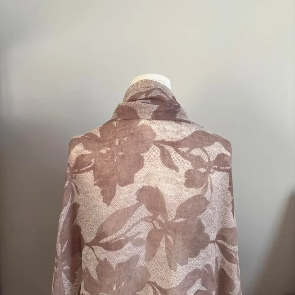 Banana Republic Taupe Floral Print Scarf